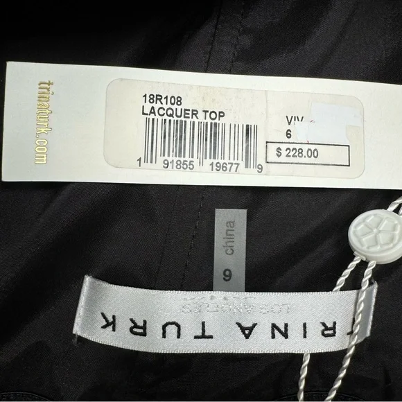 Trina Turk Lacquer Twist Bow Strapless Top Orchid Black - Picture 3 of 9